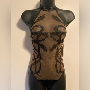 NWT Thistle and Spire Black and Toffee Bodysuit